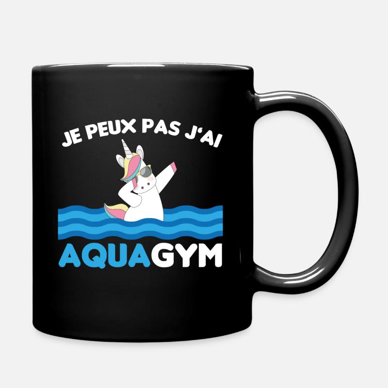 cadeau aquagym marrant licorne piscine - Mug uni - noir