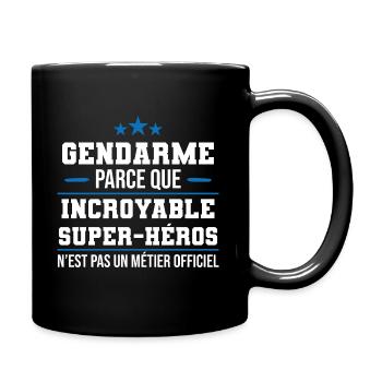 cadeau sympa gendarme super-héros - Mug uni - noir - Droite
