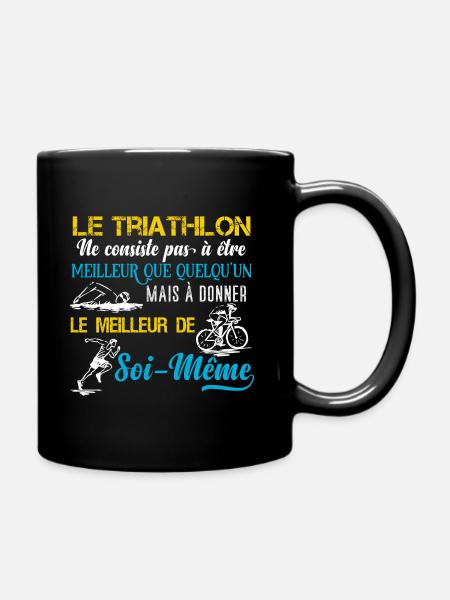 Triathlon motivation sport, idée cadeau triathlète - Mug uni - noir