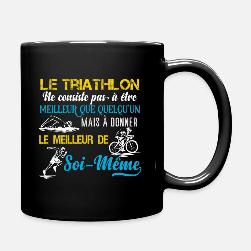 Triathlon motivation sport, idée cadeau triathlète - Mug uni - noir