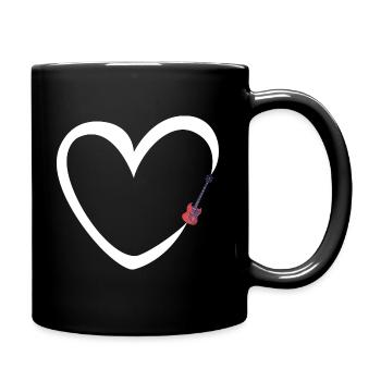Electric Guitar Heart Guitarist Rock Bass Music - Full Colour Mug - black - Right