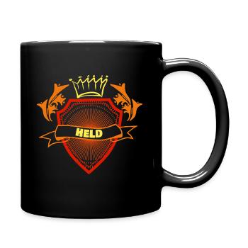 Ich bin ein Held - Tasse einfarbig - Schwarz - Rechts