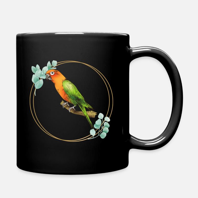 Papagei Blume Vogelbeobachtung Tier Haustier - Tasse einfarbig - Schwarz