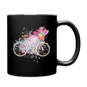 Floral Flowers Women's Wheel Bicycle Women - Full Colour Mug - black - Right
