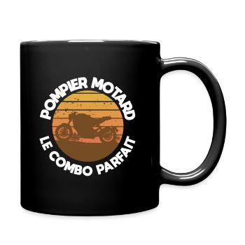 Pompier Motard, idée cadeau soldat du feu, moto - Mug uni - noir - Droite