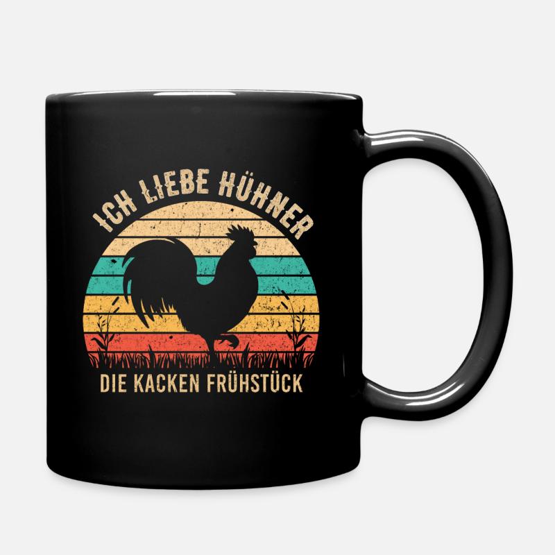 Witziges Huhn - Ich Liebe Hühner - Tasse einfarbig - Schwarz