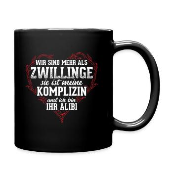 Geschenk Zwilling Zwillinge - Tasse einfarbig - Schwarz - Rechts