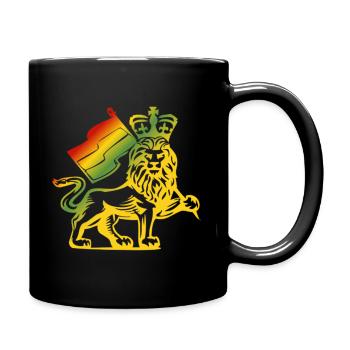 Afrika Löwenkopf Löwe Tier Löwen Maori König - Tasse einfarbig - Schwarz - Rechts