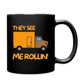 They see me rollin delivery spell gift - Full Colour Mug - black - Right