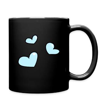 blaue Herzen - Tasse einfarbig - Schwarz - Rechts