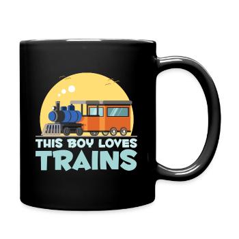 Jeune train amant locomotive fils enfants trains - Mug uni - noir - Droite