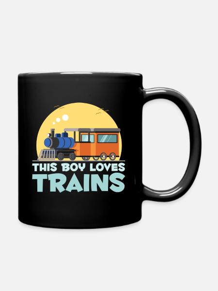 Jeune train amant locomotive fils enfants trains - Mug uni - noir