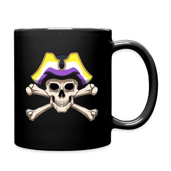 Lustige nicht-binäre Piraten-Jolly Roger - Tasse einfarbig - Schwarz - Rechts