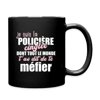 Policière idée cadeau métier gardien de la paix. - Mug uni - noir - Droite