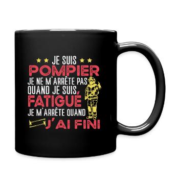 Pompier idée cadeau soldat du feu Humour métier - Mug uni - noir - Droite