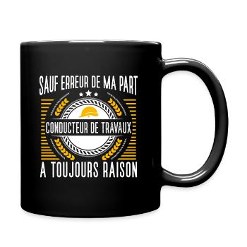 Conducteur de travaux idée cadeau métier chantier - Mug uni - noir - Droite