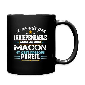 Maçon, idée cadeau maçonnerie béton. Humour métier - Mug uni - noir - Droite
