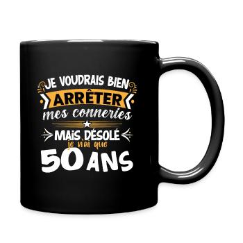 Anniversaire 50 ans, idée cadeau date de naissance - Mug uni - noir - Droite