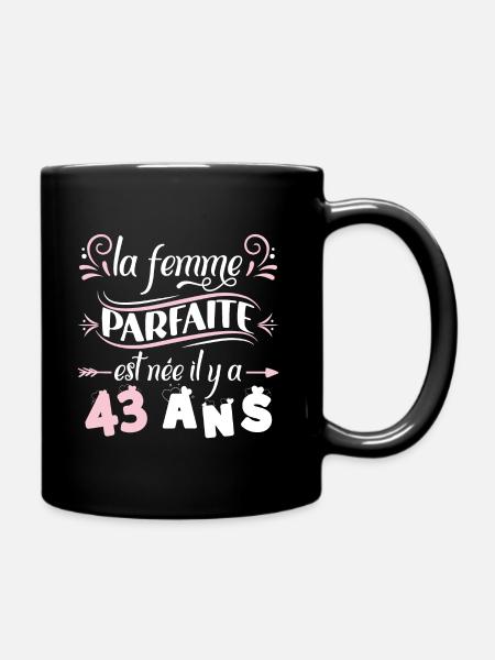 Anniversaire 43 ans, idée cadeau date de naissance - Mug uni - noir