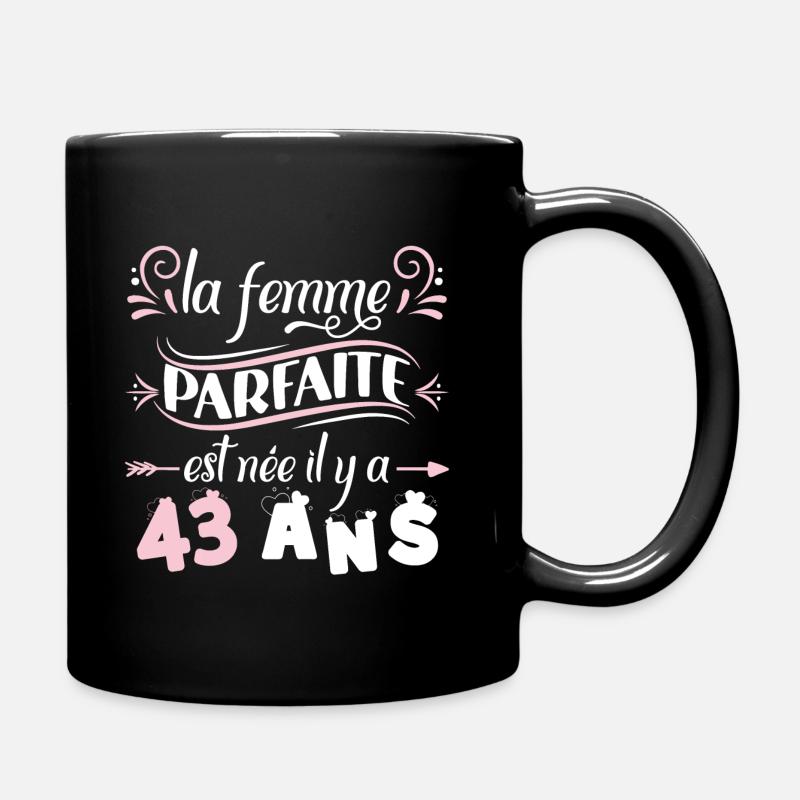Anniversaire 43 ans, idée cadeau date de naissance - Mug uni - noir