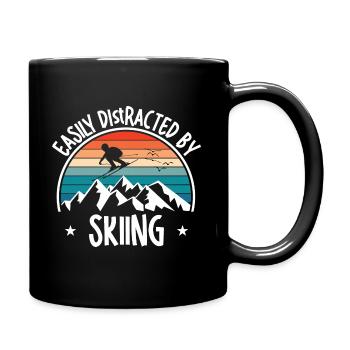 Ski Skiing Skifahrer Skisport Langlauf Biathlon - Tasse einfarbig - Schwarz - Rechts