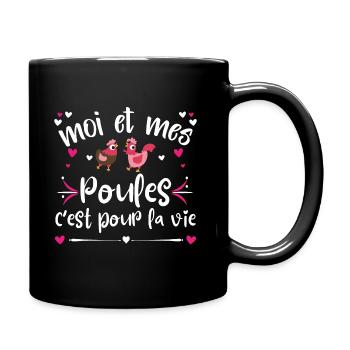 Poule, idée cadeau élevage de poules humour - Mug uni - noir - Droite