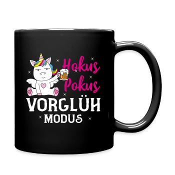 Einhorn Bier Party Hokus Pokus Vorglüh Modus - Tasse einfarbig - Schwarz - Rechts