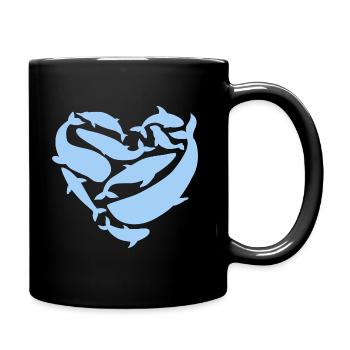 Walarten Herz Design für Wal-Liebhaber - Tasse einfarbig - Schwarz - Rechts