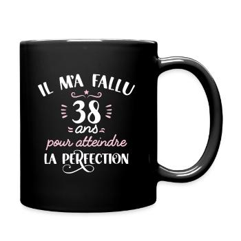 Anniversaire 38 ans, idée cadeau date de naissance - Mug uni - noir - Droite