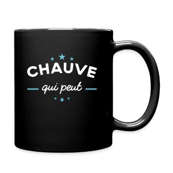 Chauve, idée cadeau humour cheveux calvitie - Mug uni - noir - Droite