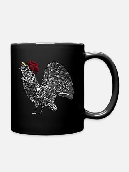 Auerhahn mit Schwarzwälder Bollenhut - Tasse einfarbig - Schwarz