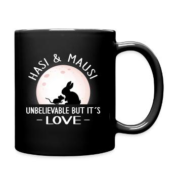 valentinstag patchwork hasi mausi schatz true love - Tasse einfarbig - Schwarz - Rechts