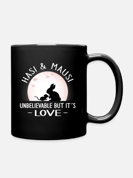 valentinstag patchwork hasi mausi schatz true love - Tasse einfarbig - Schwarz