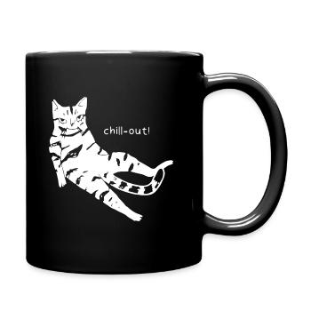 Lustige Katze chill out. - Tasse einfarbig - Schwarz - Rechts