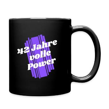 42. Geburtstag Jung geblieben - 42 Jahre alt - Tasse einfarbig - Schwarz - Rechts