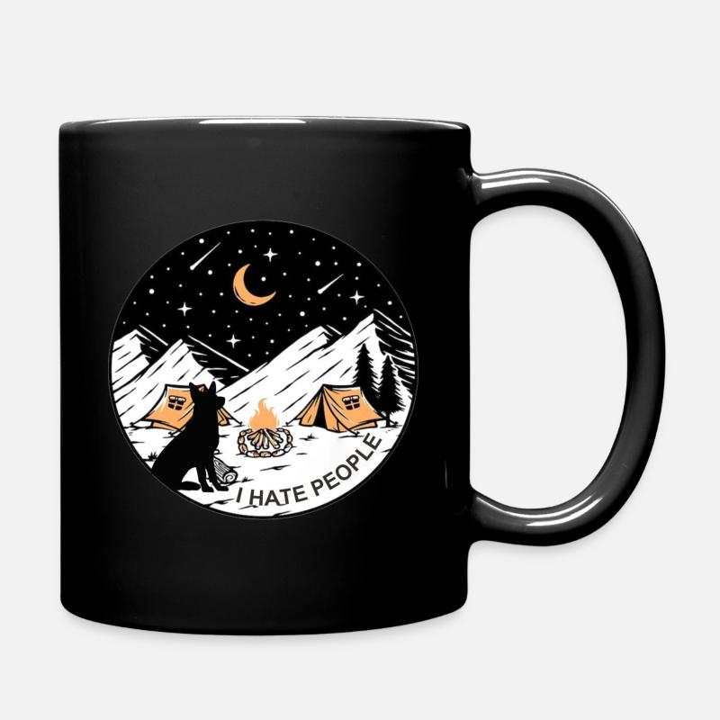 Camping Dog - I Hate People - Tasse einfarbig - Schwarz