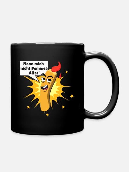 Pommes witzig - Tasse einfarbig - Schwarz