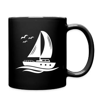 Segelboot - Tasse einfarbig - Schwarz - Rechts