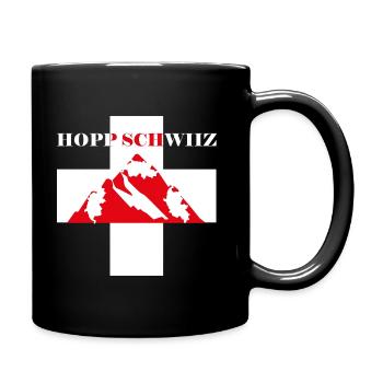 Schweizer Alpen Hopp Schwiiz Geburtstag geschenk - Tasse einfarbig - Schwarz - Rechts