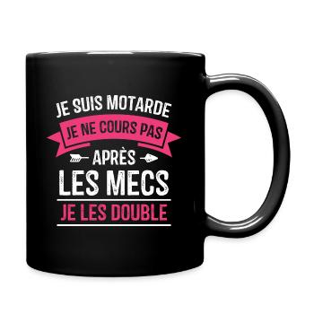 Je suis motarde, Humour cadeau motarde - Mug uni - noir - Droite