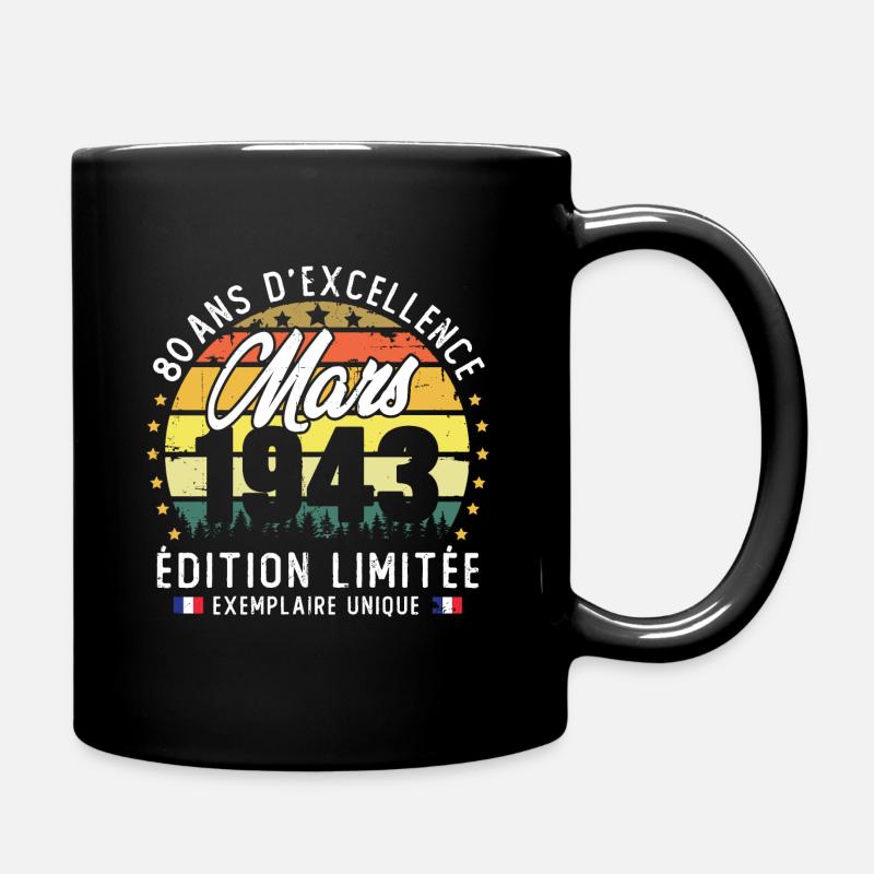Vintage Cadeau Anniversaire 80 Ans Mars 1943 - Mug uni - noir