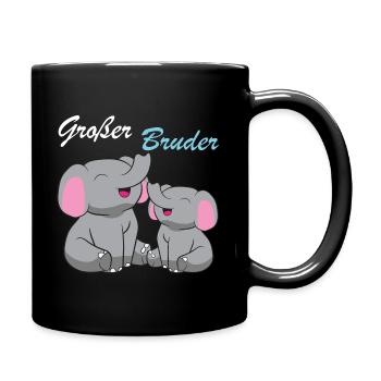 Elefanten - Großer Bruder - Tasse einfarbig - Schwarz - Rechts