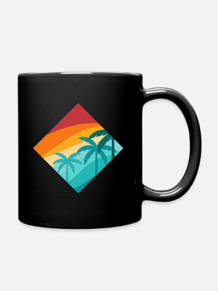 Sea Sunset Palm Diamond - Full Colour Mug - black