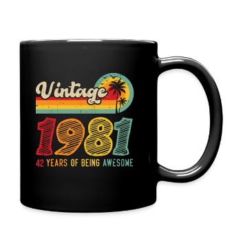 Vintage 1981, birthday gift 42 years - Full Colour Mug - black - Right