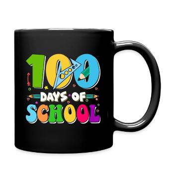 100 Days School Child School Beginners Math - Full Colour Mug - black - Right