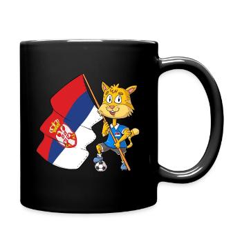 Serbia Fan Cat - Full Colour Mug - black - Right