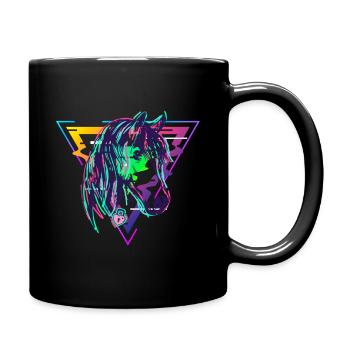 pferd retro neon - Tasse einfarbig - Schwarz - Rechts