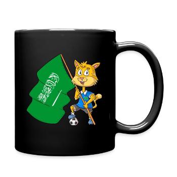 Saudi Arabia Fan Cat - Full Colour Mug - black - Right