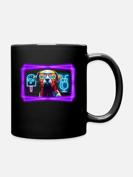 Neon dog - Full Colour Mug - black
