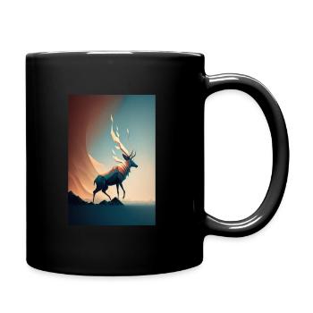 Hirsch mit flammendem Geweih - Tasse einfarbig - Schwarz - Rechts
